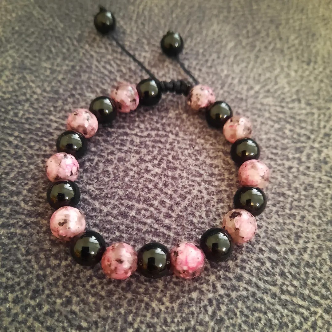 دستبند سنگ رودونیت و اونیکس 