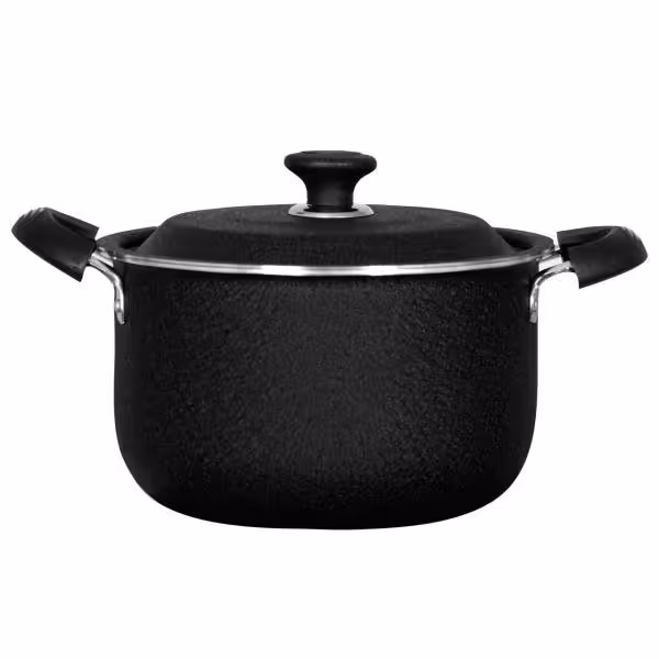 قابلمه گرانیتی نچسب سایز 34 برند هلنا ضخیم بسته دو عددی مشکی چروک