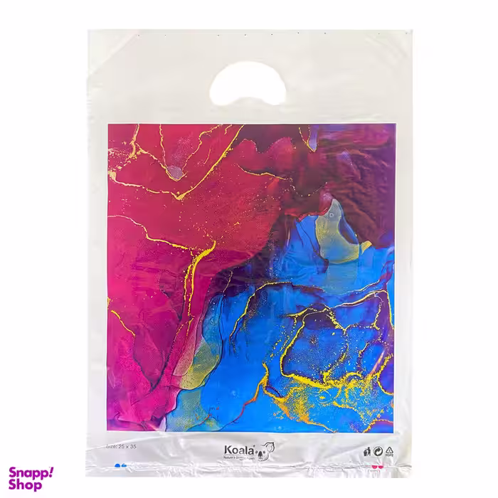 نایلون دسته دار طرح رنگارنگ کد KOA2535 سایز 35×25 بسته 100 عددی