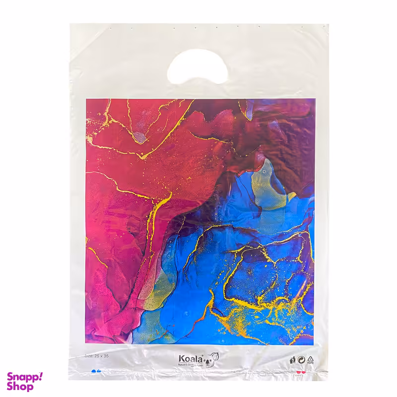 نایلون دسته دار طرح رنگارنگ کد KOA2535 سایز 35×25 بسته 100 عددی