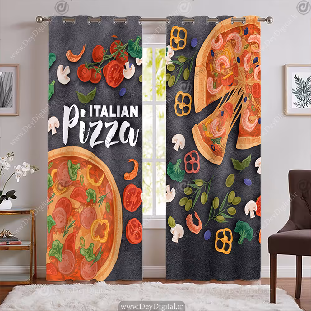 پرده پانچی فست فود طرح پیتزای ایتالیایی BA-7653-s