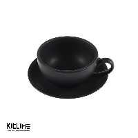 فنجان و نعلبکی استون ور 180 میلی‌لیتری مشکی مات سوژیلیت (ست 6 عددی)