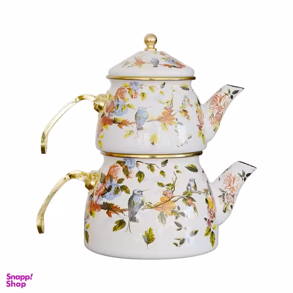 ست کتری و قوری شاهین مدل گل و پرنده