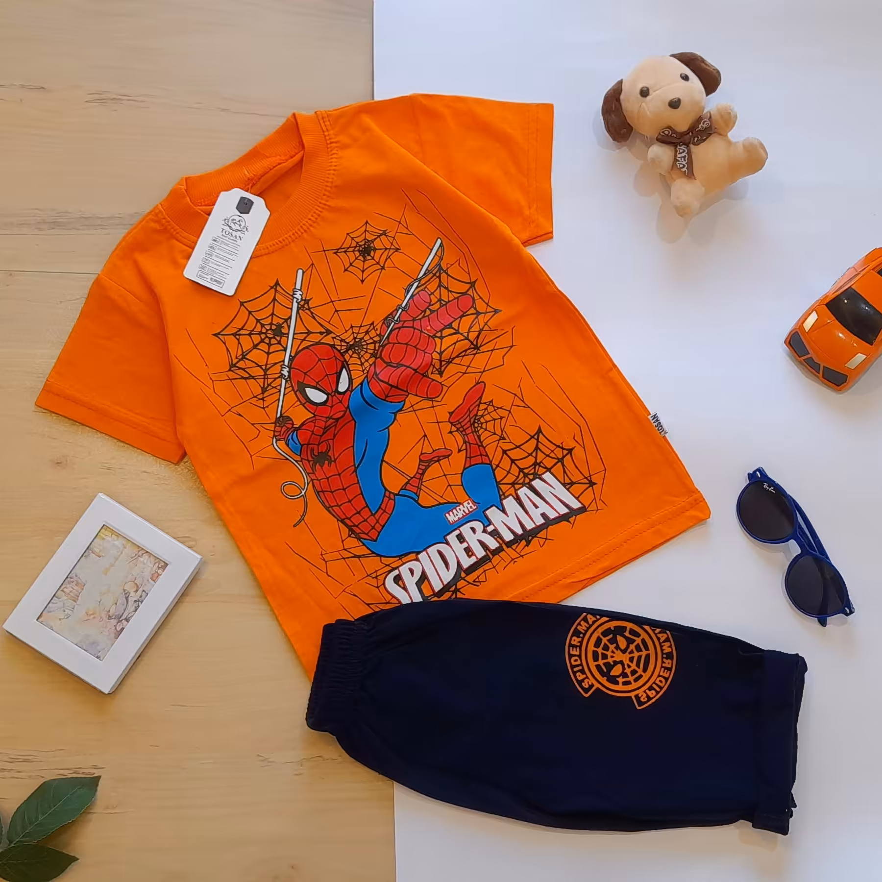 لباس کودک ست تیشرت و شلوارک مدل اسپایدرمن کد(0453)لباس بچه لباس پسرانه