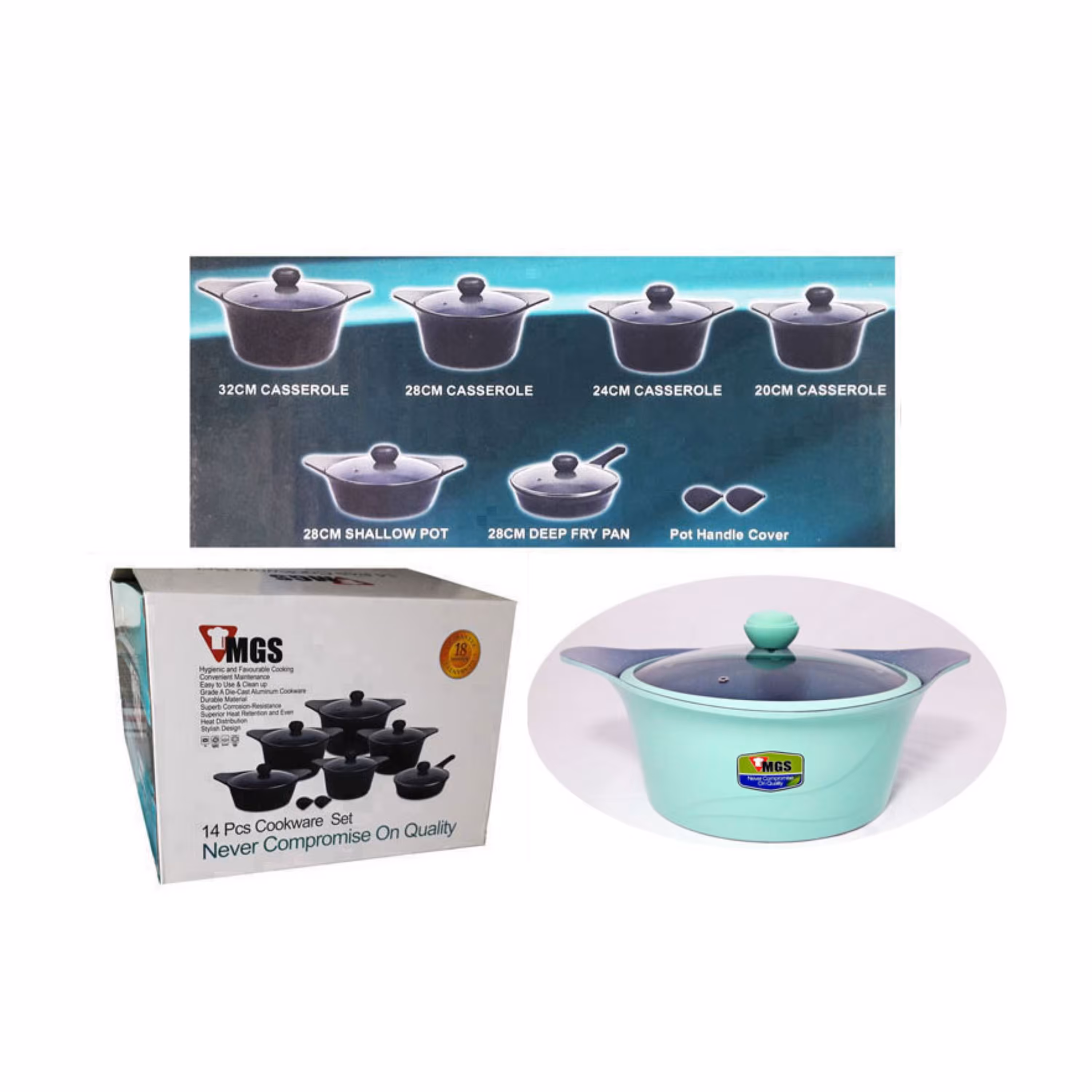 سرویس 14 پارچه چدن گرانیت MGS کد 1412