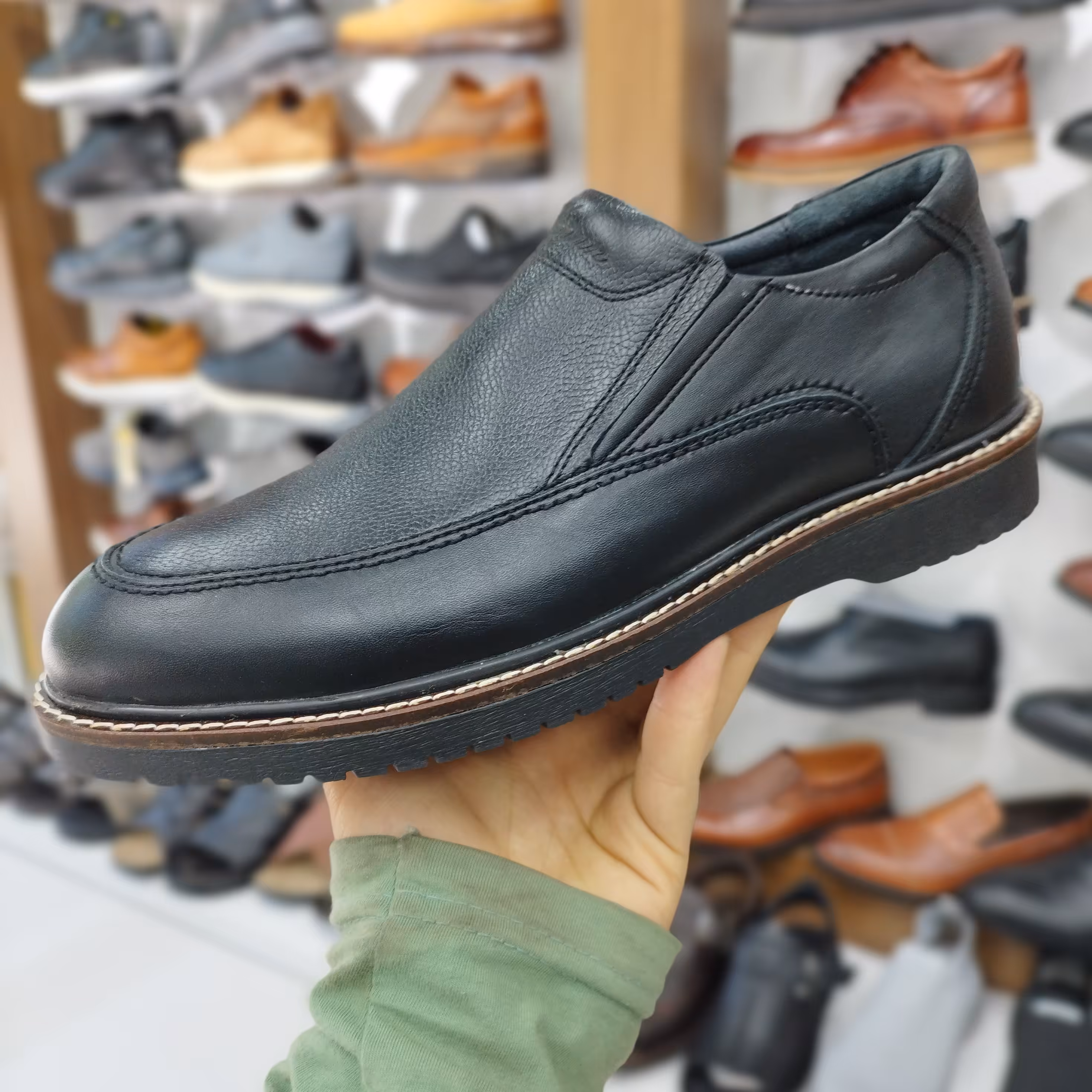 کفش چرم مردانه بدون بند کد 691