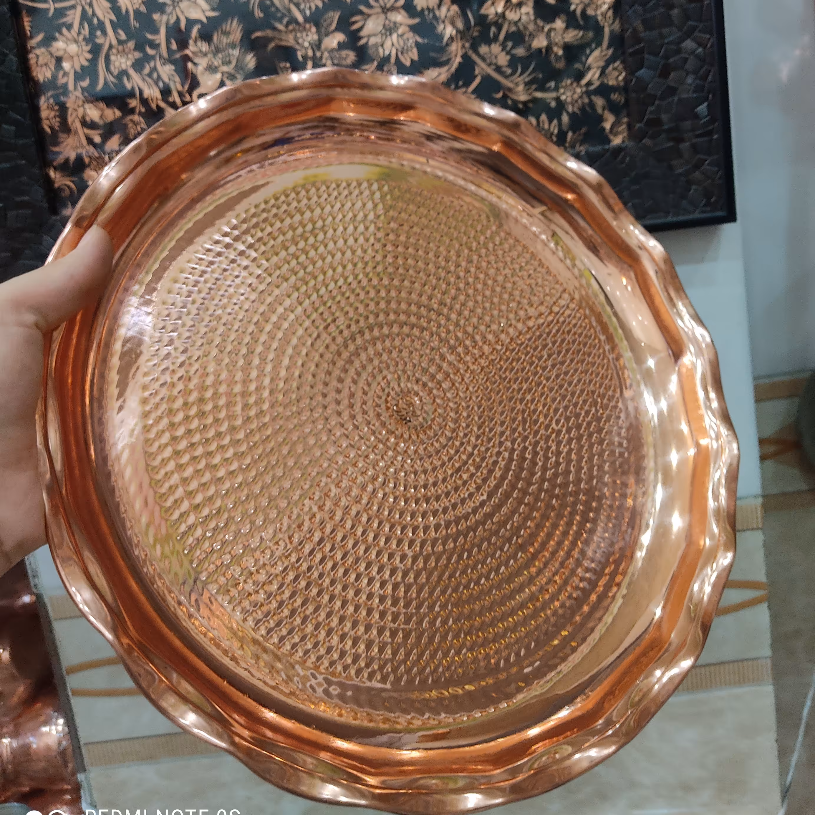 سینی مسی قطر 32 سانت ، مدل چکشی، نانو شده ، ارسال رایگان