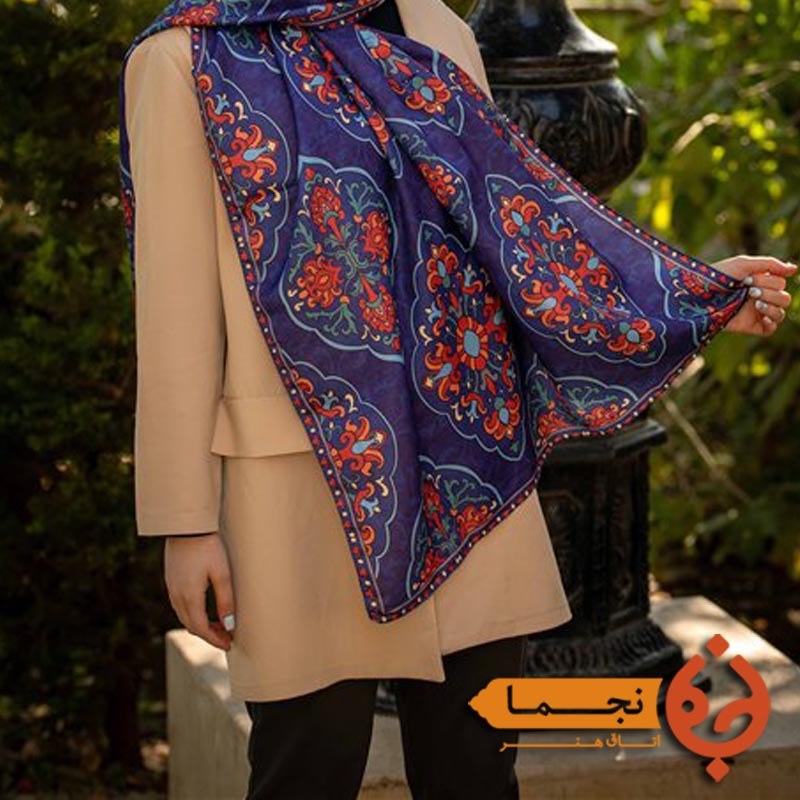 شال نخ ابریشم طرح سنتی کد m05