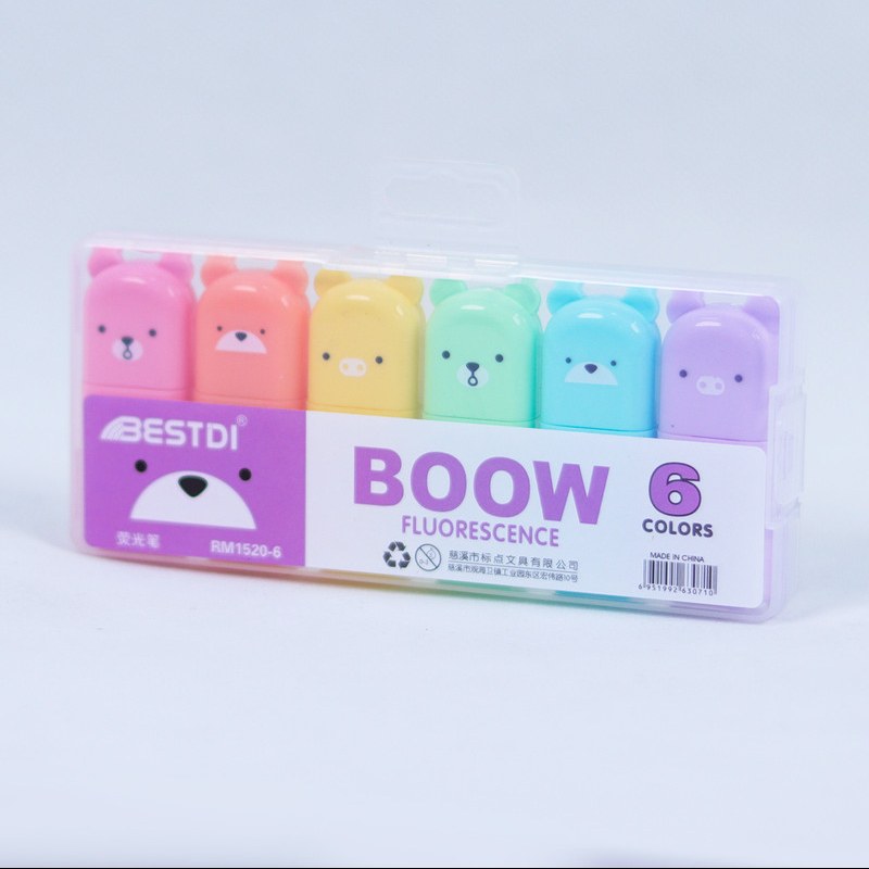 ماژیک علامت گذار فانتزی طرح خرس 6 عددی (هایلایتر)