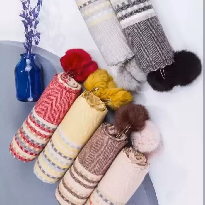 شال موهر وارداتی ترک پوم پوم دار ضخیم مناسب فصول سرد سال بدون پرزدهی