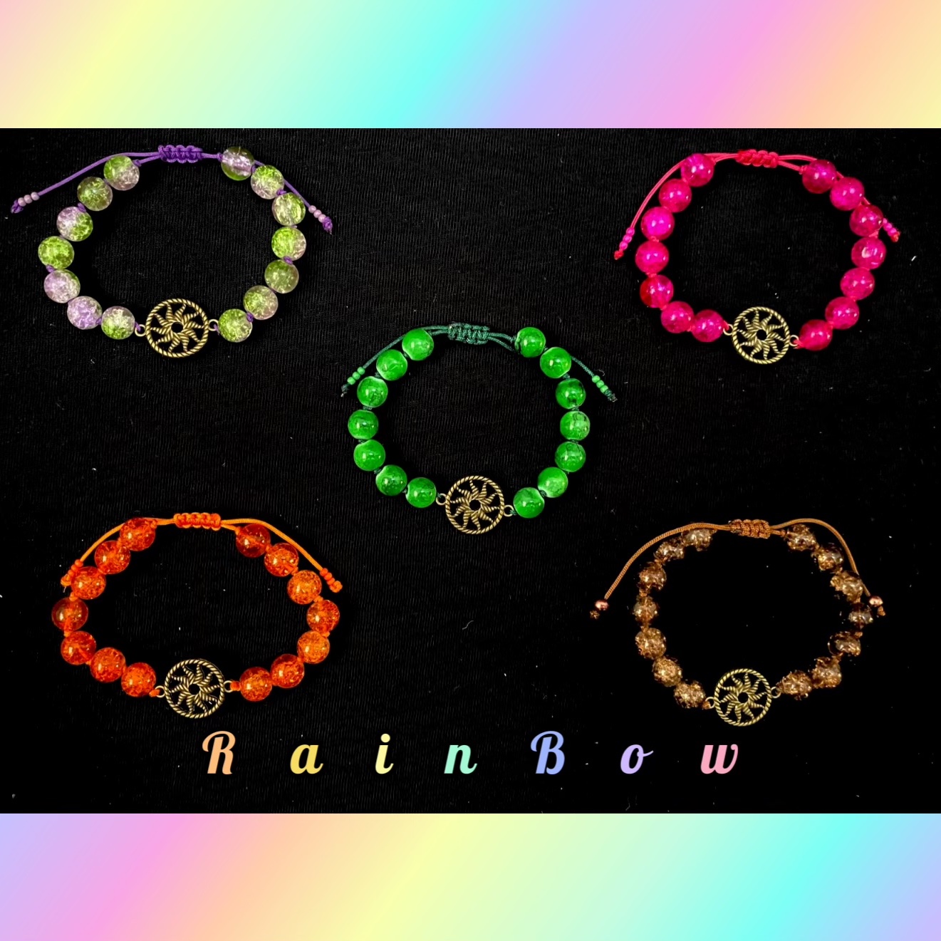 دستبند مهره ای آبرنگی 11 (یک عدد)