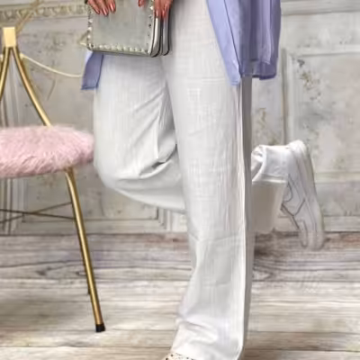 شلوار نیم بگ لنین شلوار دخترانه شلوار زنانه شلوار بیرونی