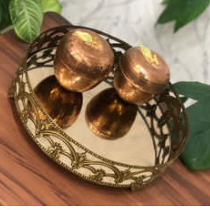 سینی گرد سلطنتی کف آینه ای رنگ آنتیک خیلی زیبا وشیک