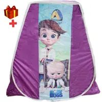 چادربازی فنری کودک و نوجوان توری دار ضد آب با طرح  انیمیشن بچه رئیس(baby boss) بنفش سایز  بزرگ تهران سایانا 