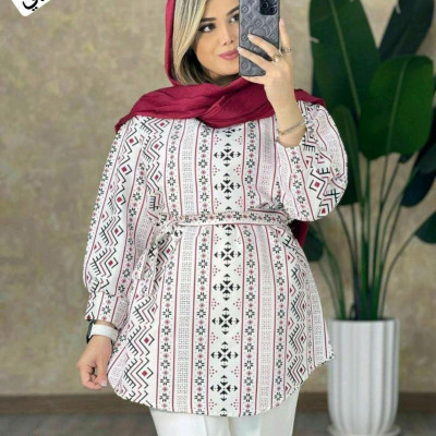 مانتو اسپرت زنانه داکرون چاپی مدل کمردار