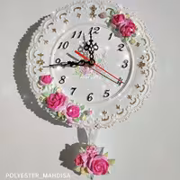 ساعت دیواری پلی استر فانتزی گلدار ساعت دیواری عروس ساعت دیواری سیسمونی قطر23سانت قابل شستشو