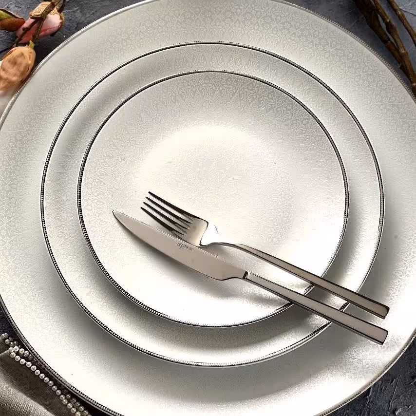 چینی لورین 6نفره 12نفره لب طلا لب نقره ای