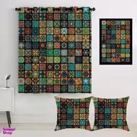پرده رنس مدل S2-41076 به همراه تابلو و کوسن
