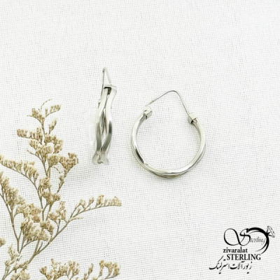 گوشواره حلقه ای نقره ایتالیا عیار925 کد 13885
