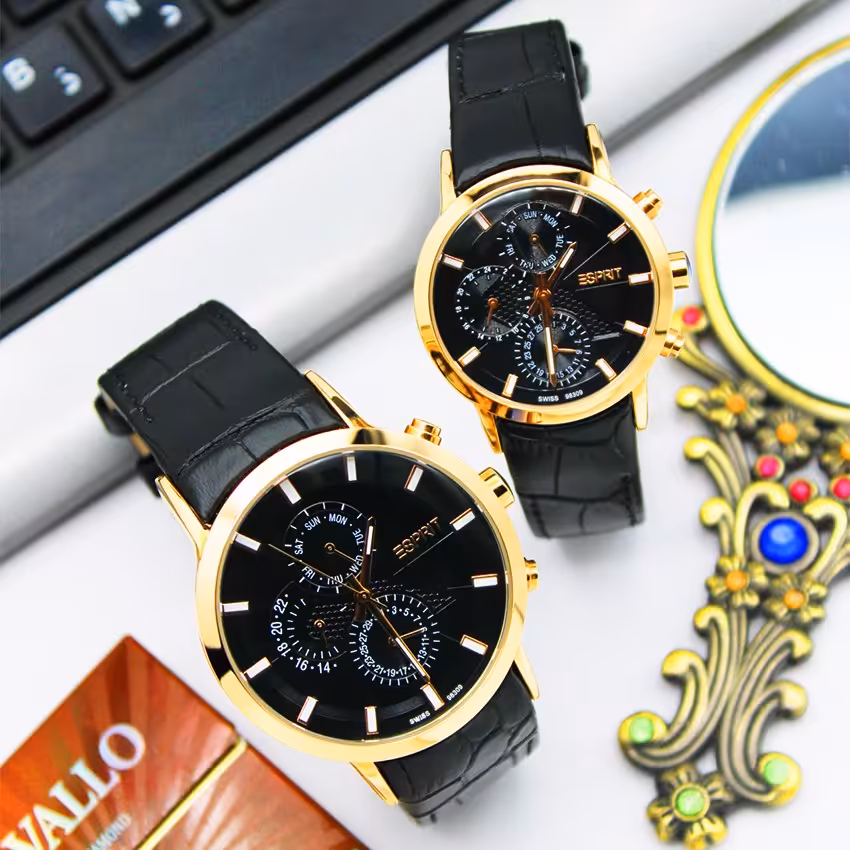 ساعت مچی ست زنانه و مردانه اسپریت-بندچرم3موتور فعال(فول تایم)مدل 98309