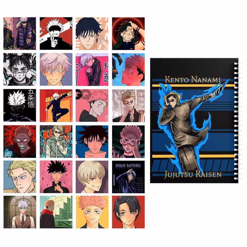 دفتر نقاشی باژیکان طرح انیمه جوجوتسو کایسن کد 20100807 به همراه فتوکارت مجموعه 24 عددی