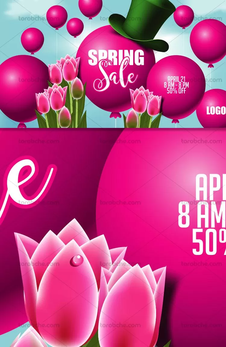 وکتور بنر فروش بهاری بادکنک | گرافیک با طعم تربچه