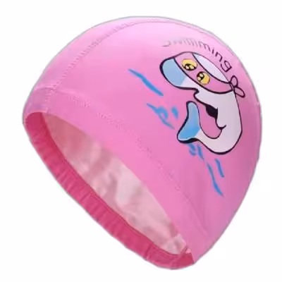 کلاه شنا بچه گانه 01 PU - YONGBO HMK ( صورتی )