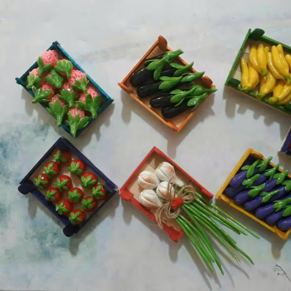 7عدد مگنت میوه جعبه ای مینیاتوری