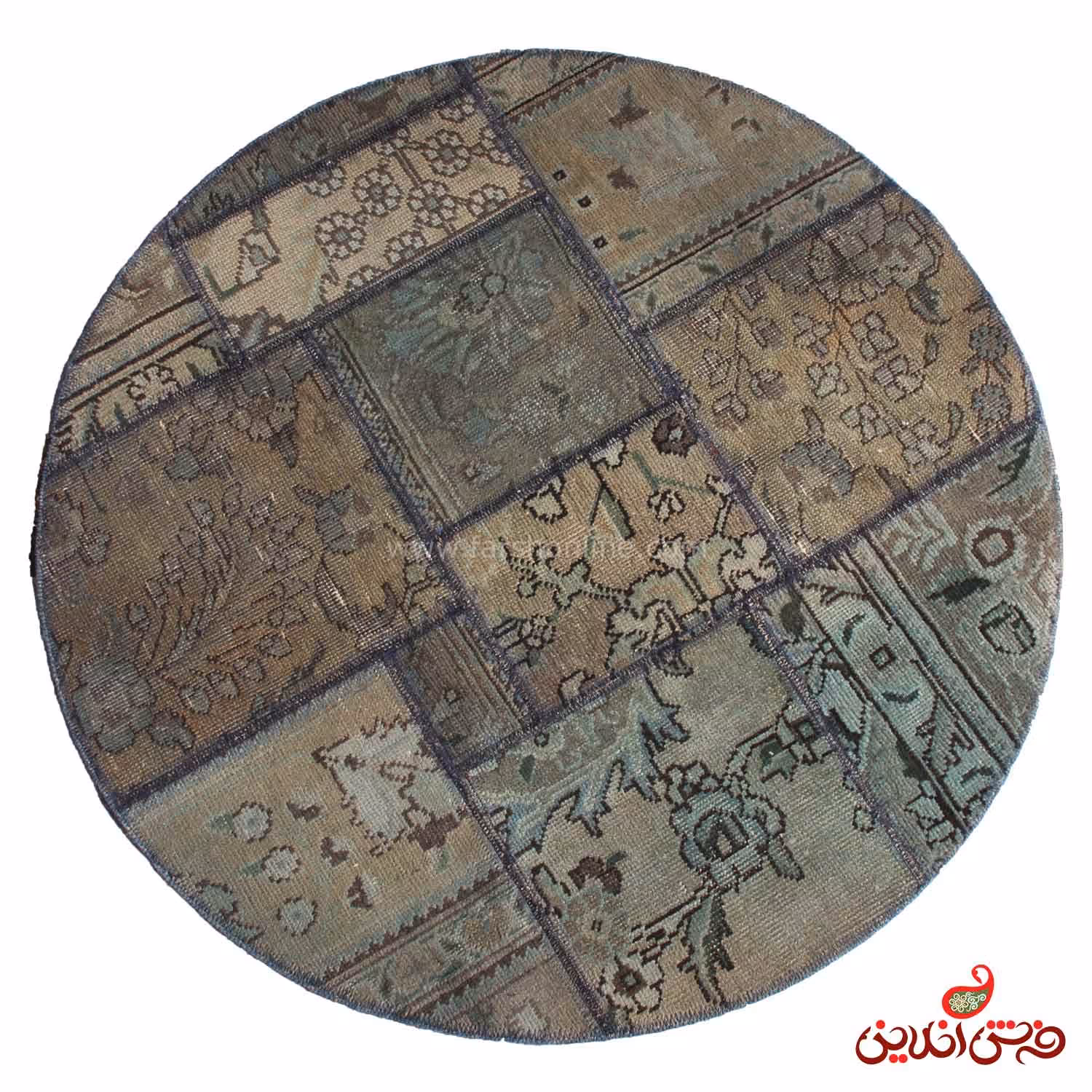 فرش گرد دستباف کلاژ کد 5058