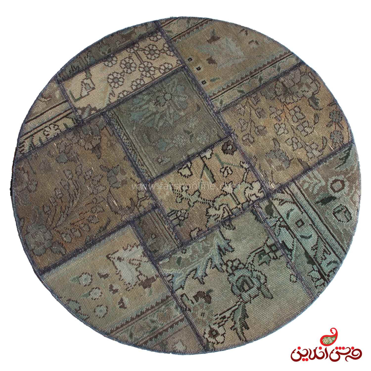 فرش گرد دستباف کلاژ کد 5058