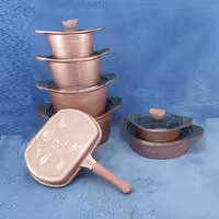 سرویس قابلمه گرانیتی 14 پارچه راکلند رزگلد ROCKLAND با ضمانت 18 ماهه