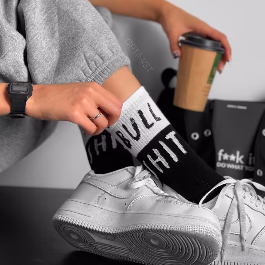 جوراب Bullshit ساقدار زمینه اسپرت نخ پنبه