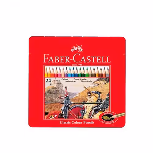 مداد رنگی 24 رنگ جعبه فلزی فابرکاستل Faber-Castell