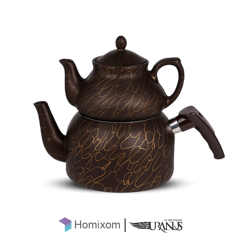 کتری وقوری چدنی قهوه ای اورانوس مدل عنکبوتی