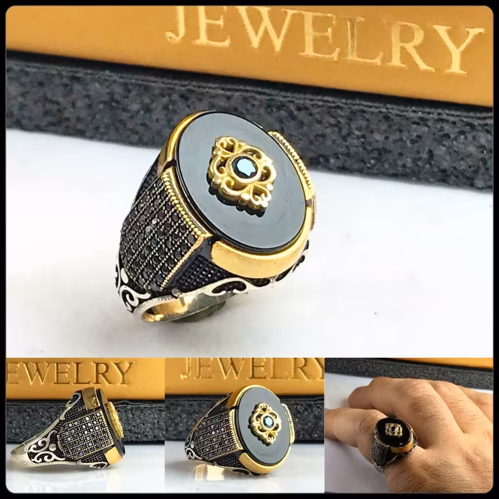 انگشتر زیبای عقیق مشکی 
رکاب اسپرت
