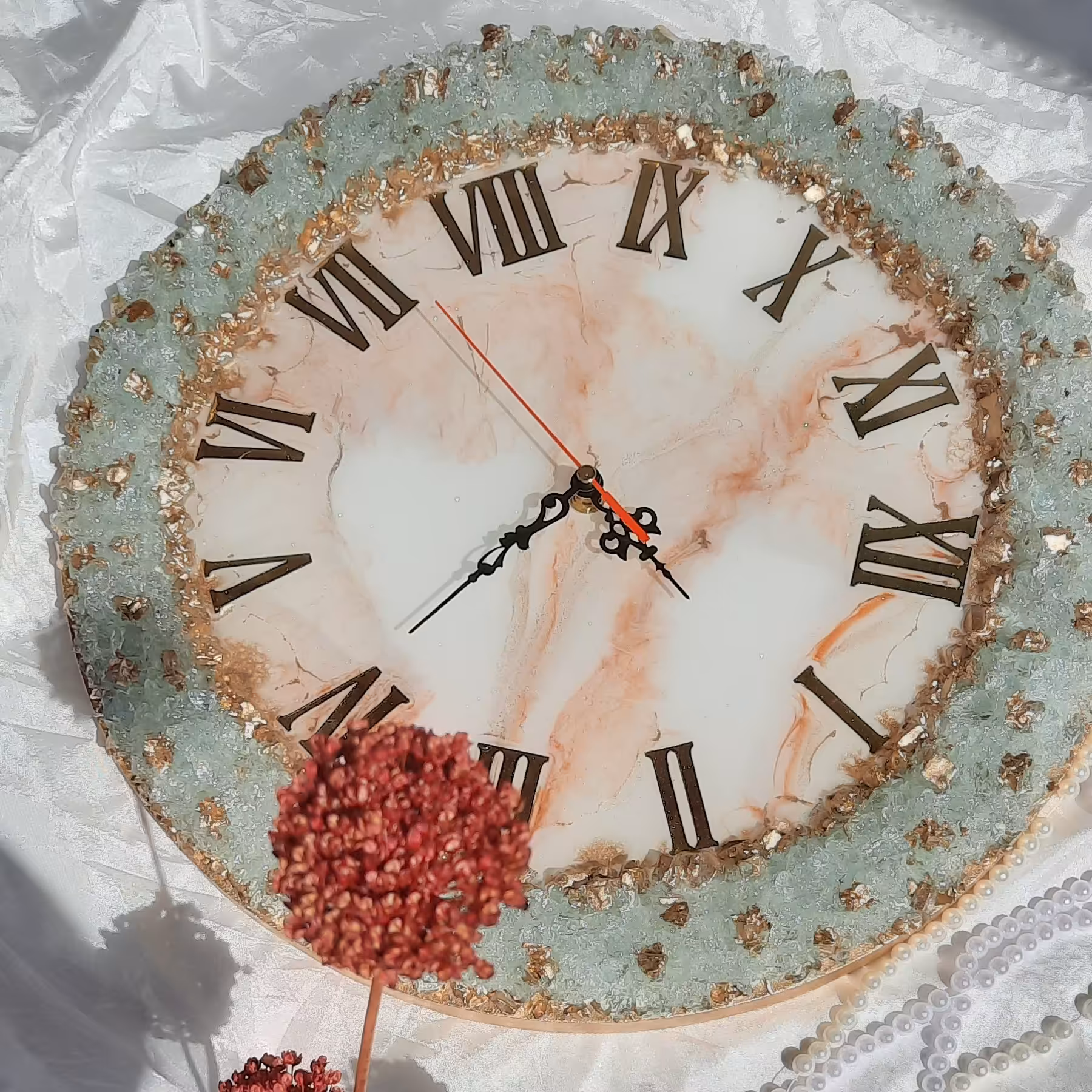 ساعت رزینی طرح سنگ مرمر