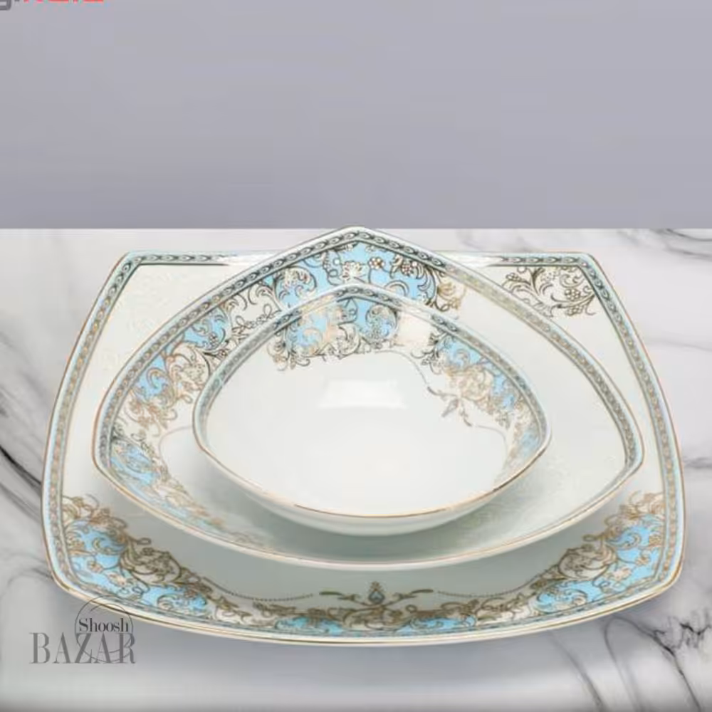 سرویس 30 پارچه چینی پردیس طرح سلنا فیروزه ای 6 نفره