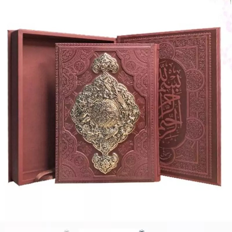 125712-کتاب نفیس شاهنامه رحلی معطر لیزری جعبه دار پلاکدار طرح مس