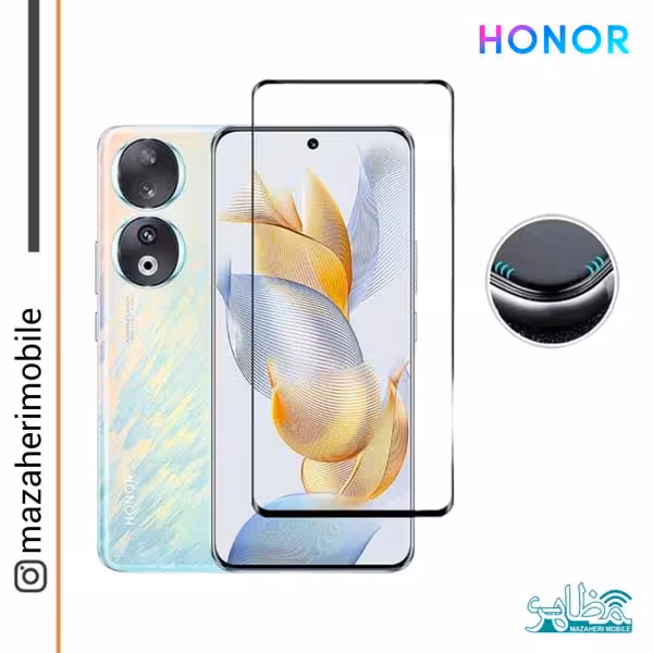 گلس محافظ صفحه نمایش آنر honor 90 فول چسب شیشه ایی اصلی - فروشگاه موبایل مظاهری