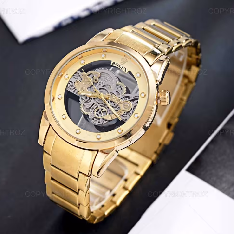 ساعت مچی مردانه رولکس ROLEX صفحه اسکلتون مدل 1668 دارای باطری اضافه