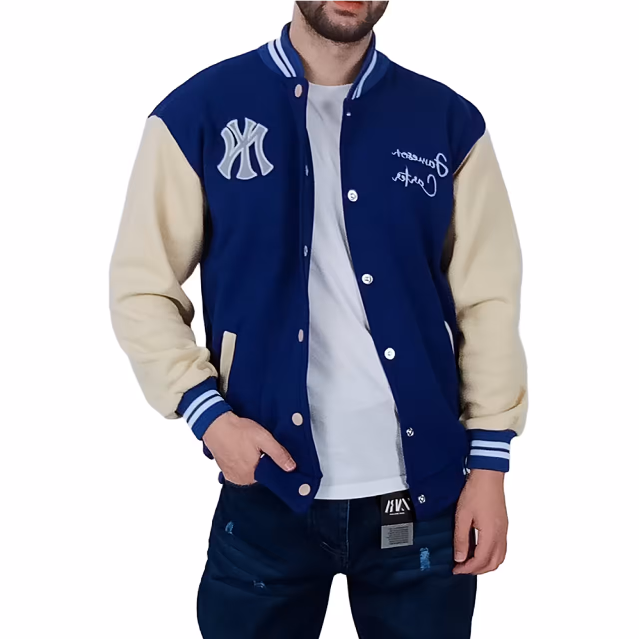 بامبر جکت مردانه آبی طرح ناسا