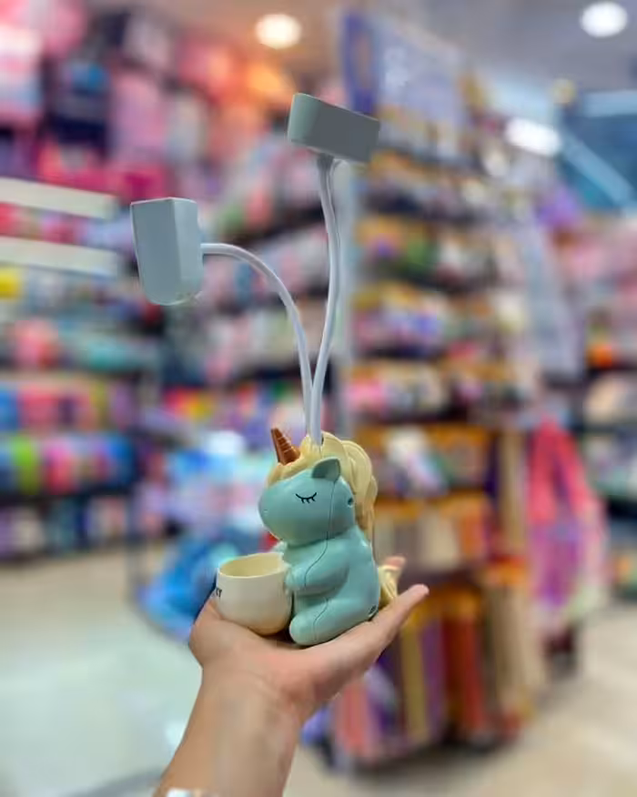 چراغ مطالعه دوقلوی جاقلمی و تراش دار طرح یونیکورن