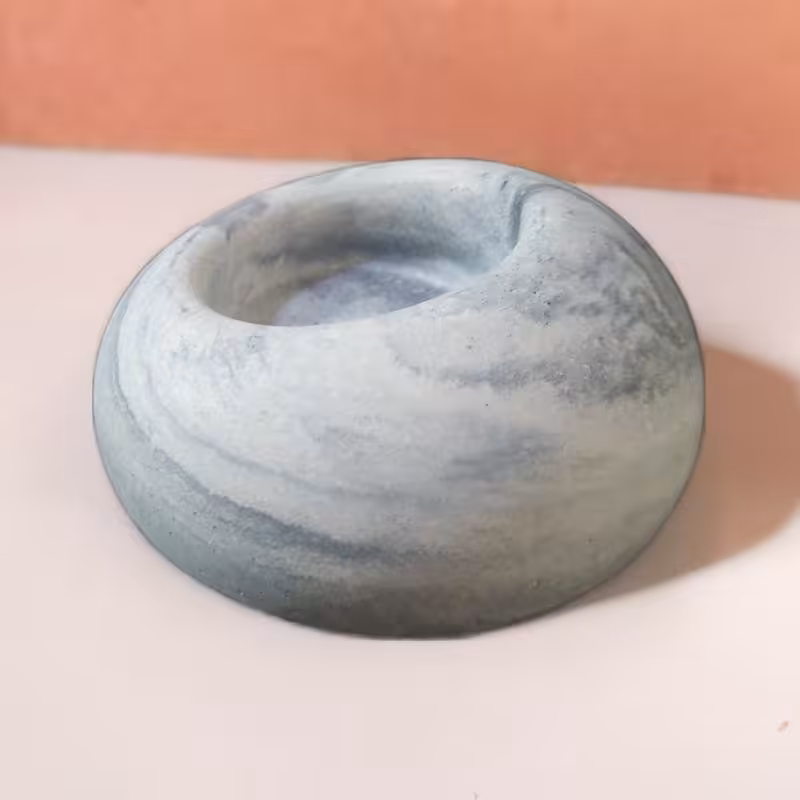 جا شمعی وارمری سنگی طوسی سفید