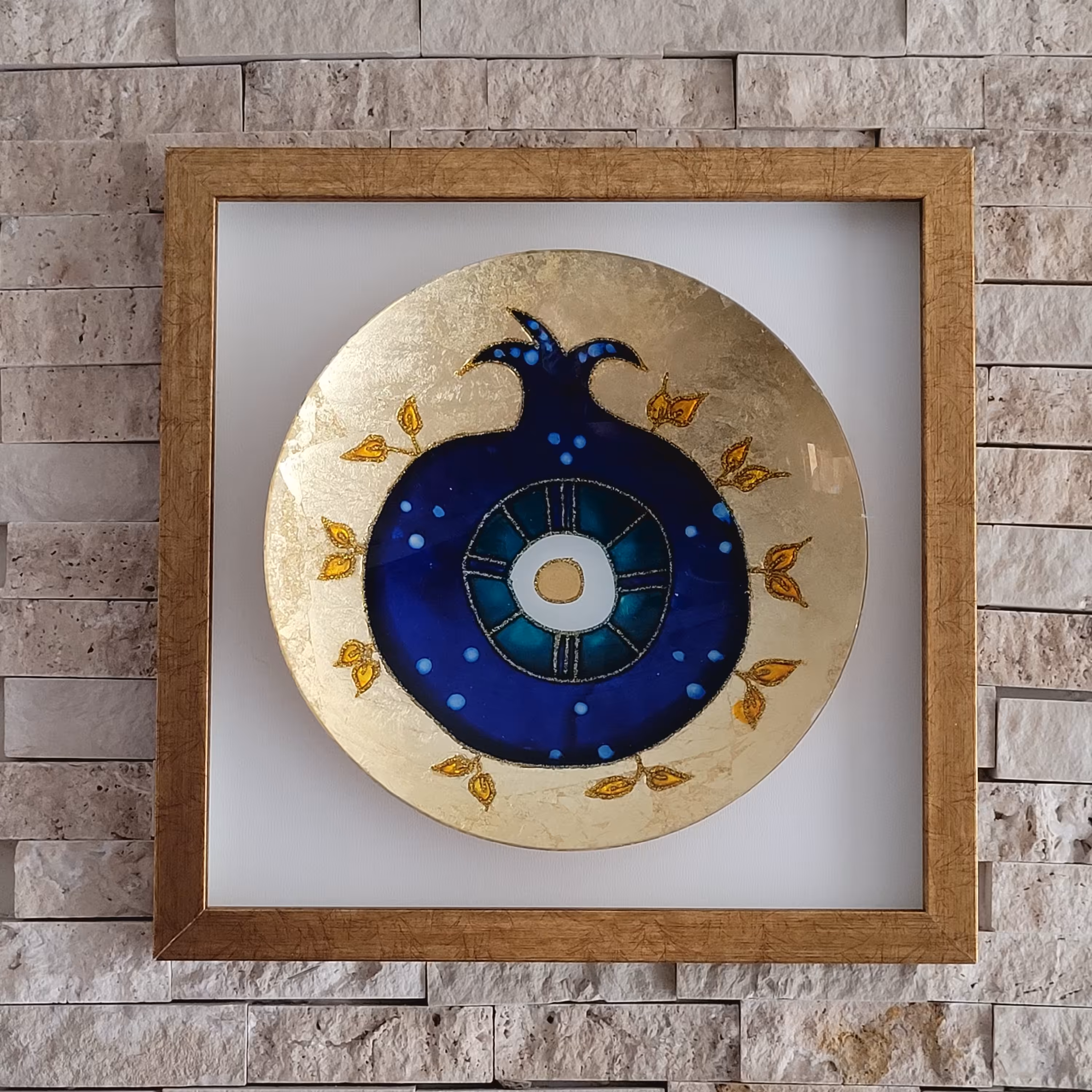 تابلو ویترای طرح انار  با قاب پروفیل ابعاد 25 در 25