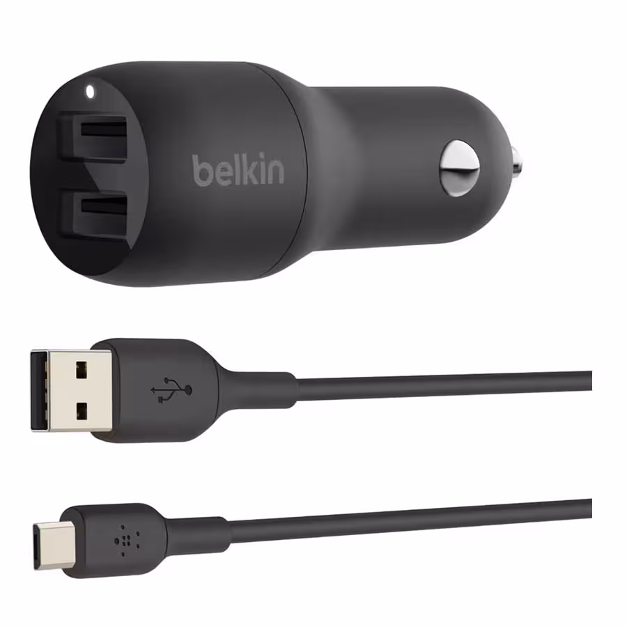 قیمت و خرید شارژر فندکی و کابل تبدیل USB به MicroUSB بلکین مدل BOOST CHARGE CCE002bt1MBK 24W | یاس ارتباط