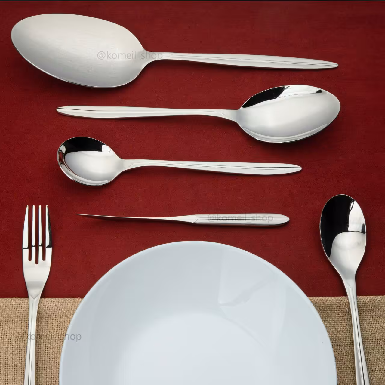 سرویس قاشق چنگال 42 نفره  لاکچری 168 پارچه تمام براق ( Happy family ) 5 S