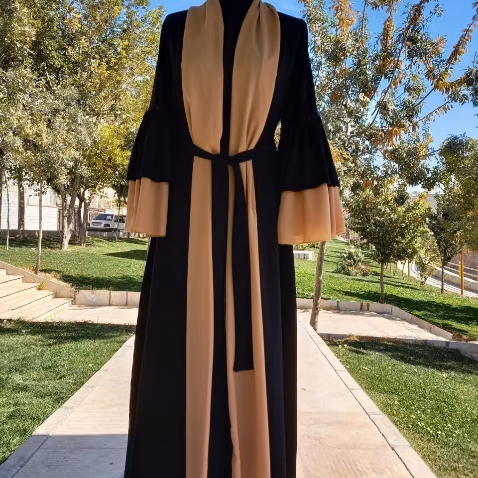 مانتو شقایق جنس کرپ حریر بلند شیک و باکلاس 