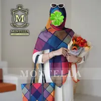 روسری مجلسی رنگارنگ با کیف ست