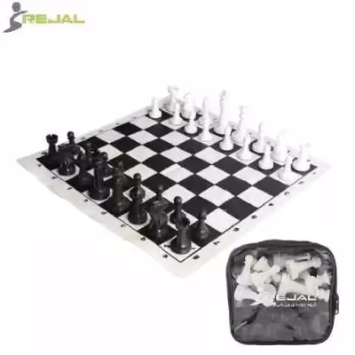 شطرنج فدراسیونی Rejal کیف دار ( سفید - مشکی )