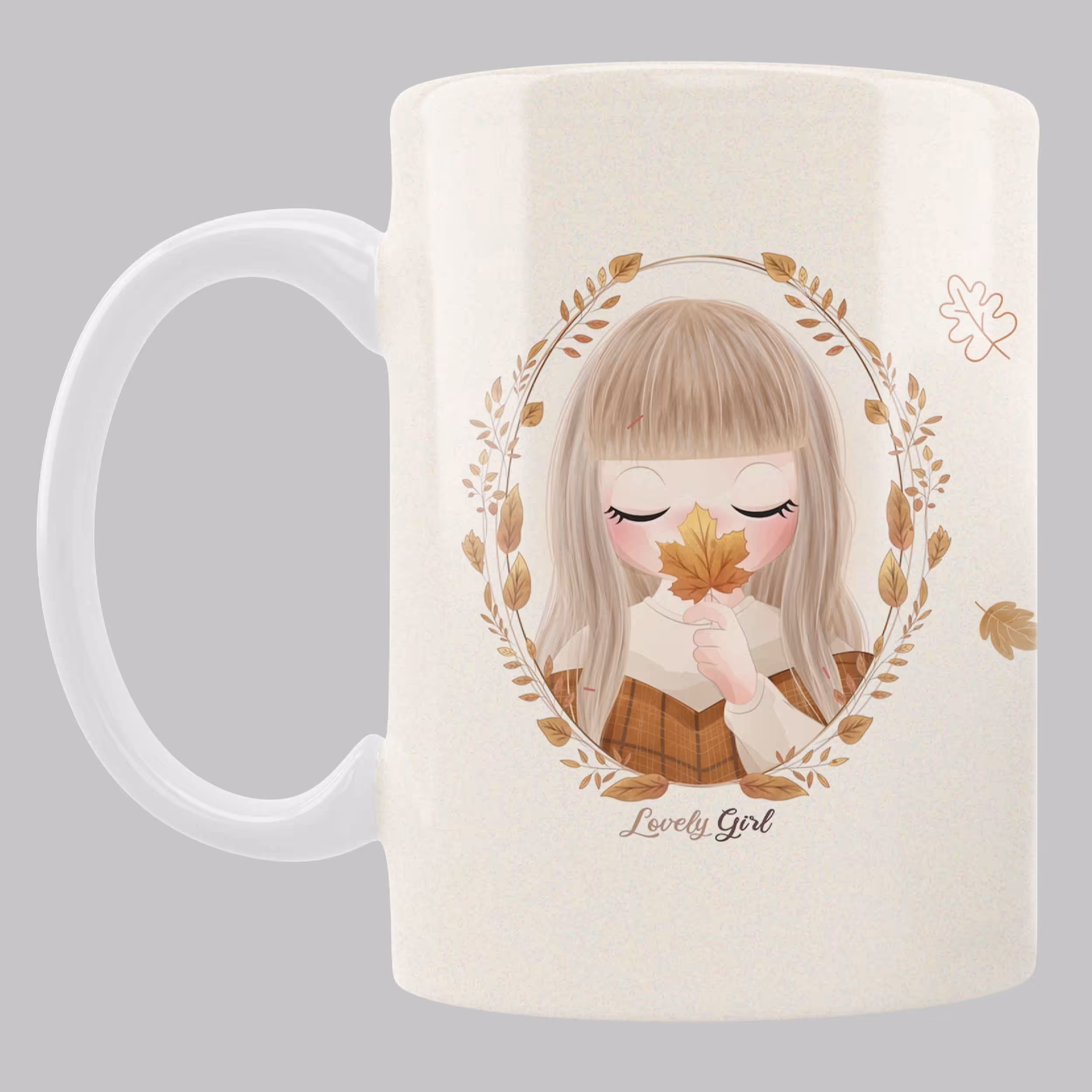 ماگ دختر پاییزی تولدت مبارک مخصوص هدیه تولد از جنس سرامیک با کیفیت درجه یک و رنگ سفید